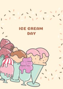 Sign says "Ice cream day" with ice cream on it